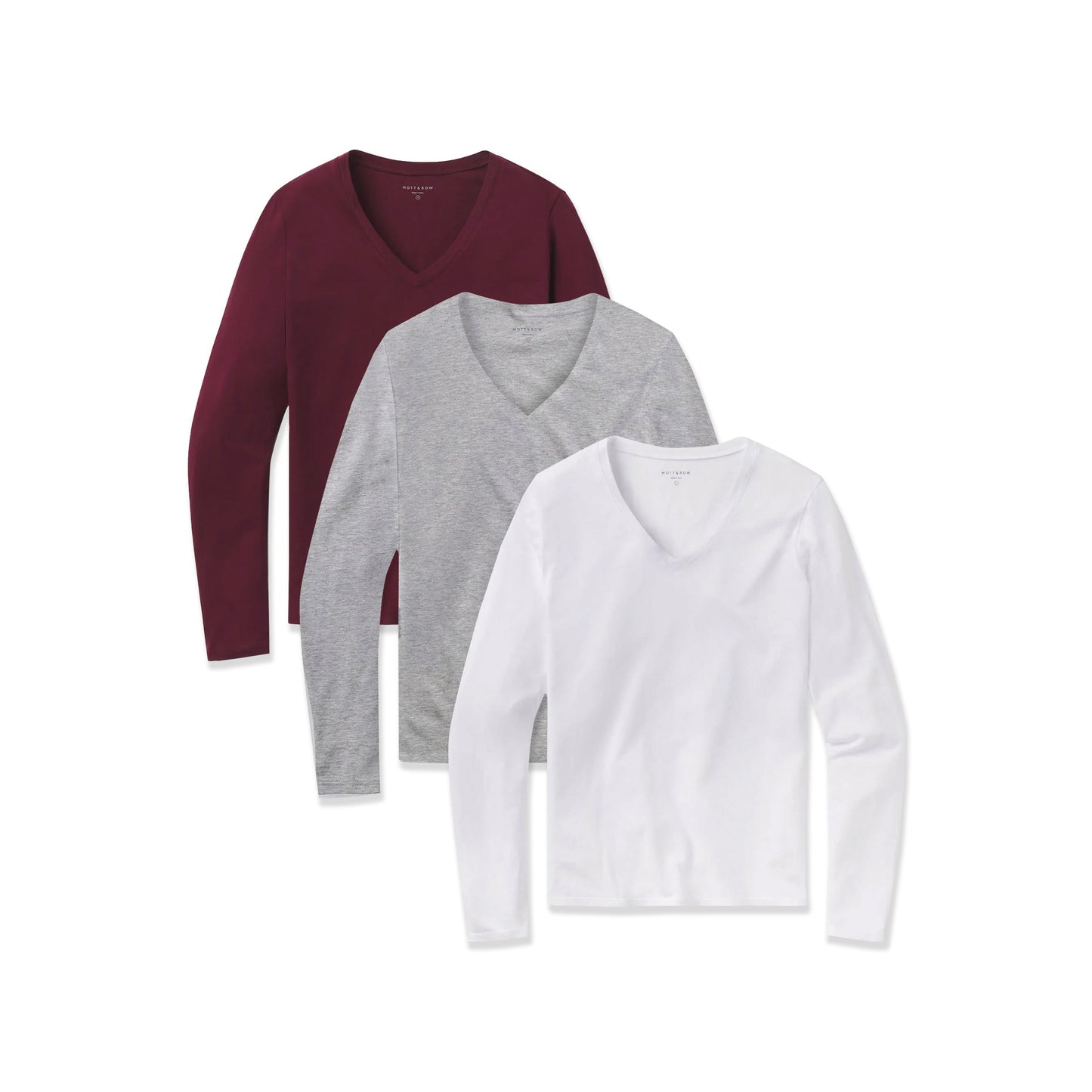 Lot de 3 t-shirts à manches longues et col en V Marcy
