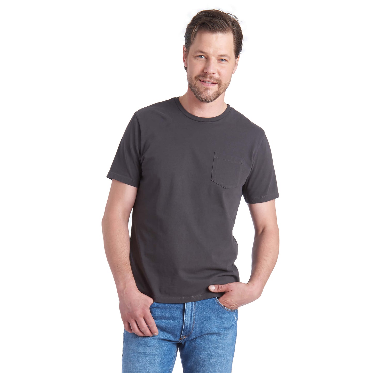 Camiseta con bolsillo de peso medio Amity gris oscuro