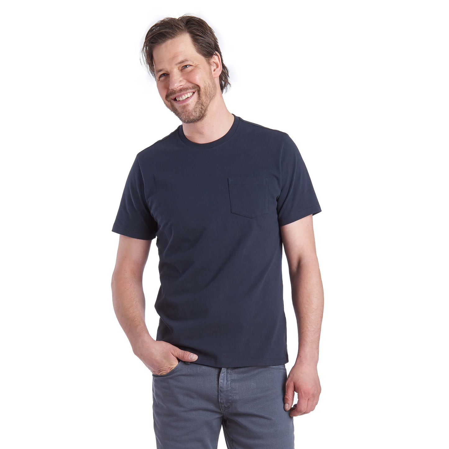 Camiseta con bolsillo de peso medio Amity Navy