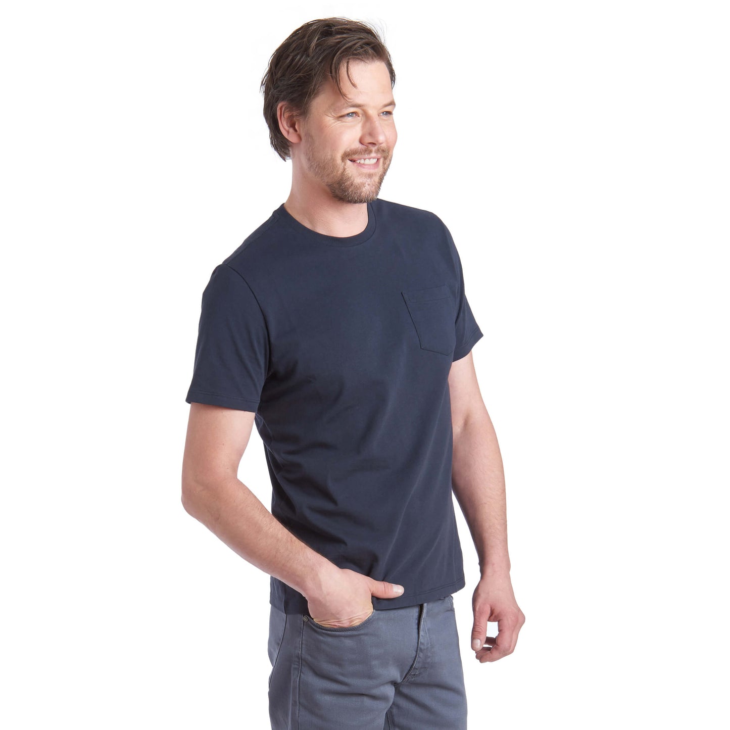 Camiseta con bolsillo de peso medio Amity Navy