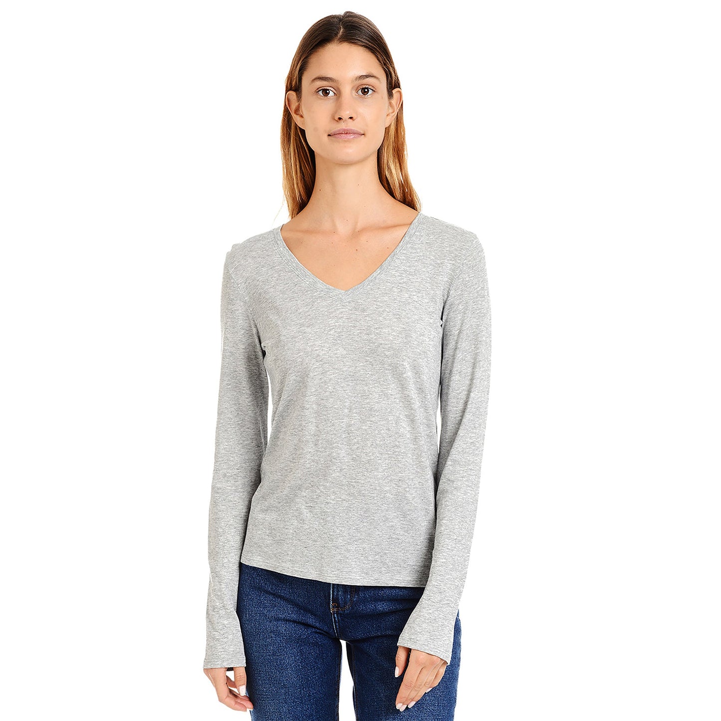 Camiseta de manga larga con cuello en V Marcy
