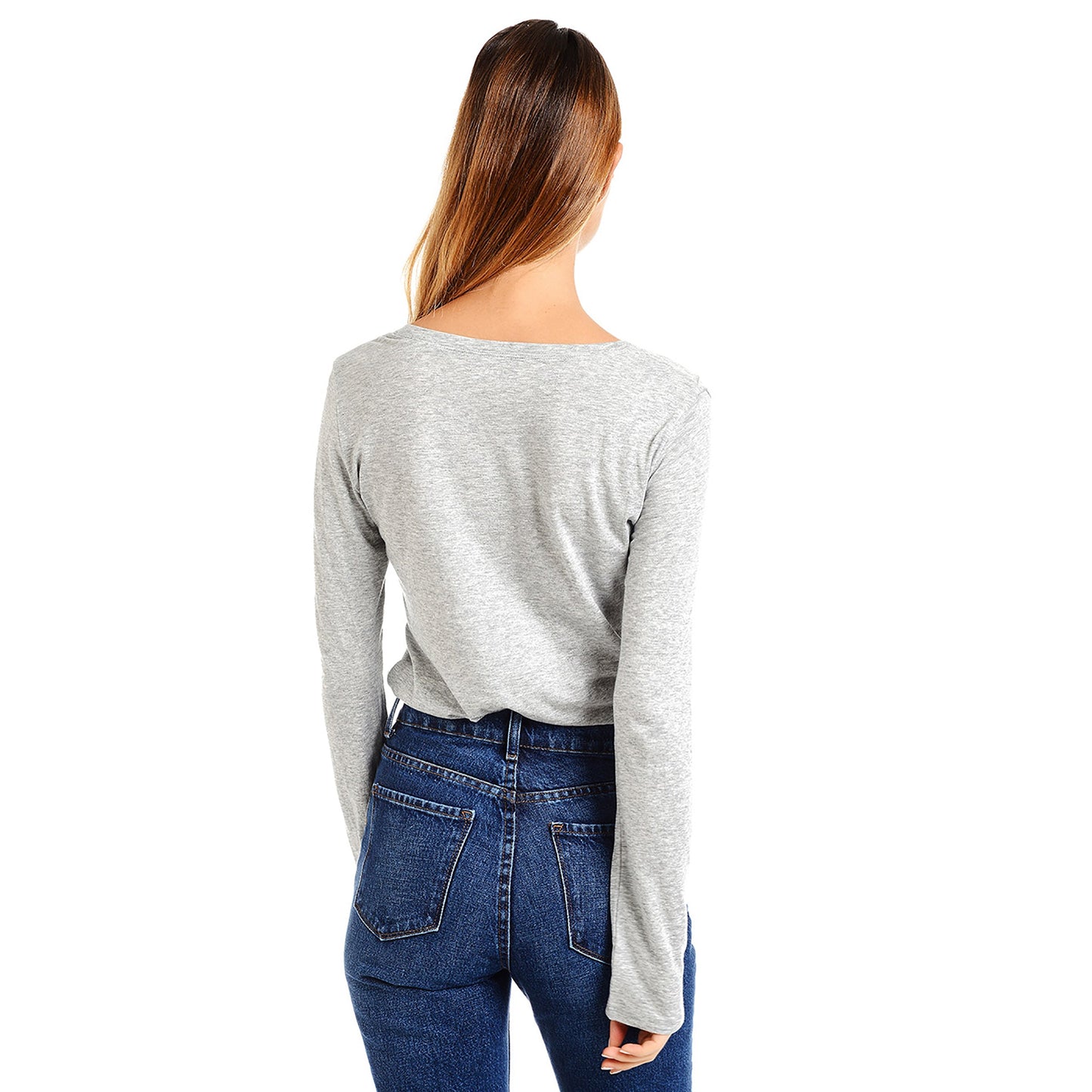 Camiseta de manga larga con cuello en V Marcy